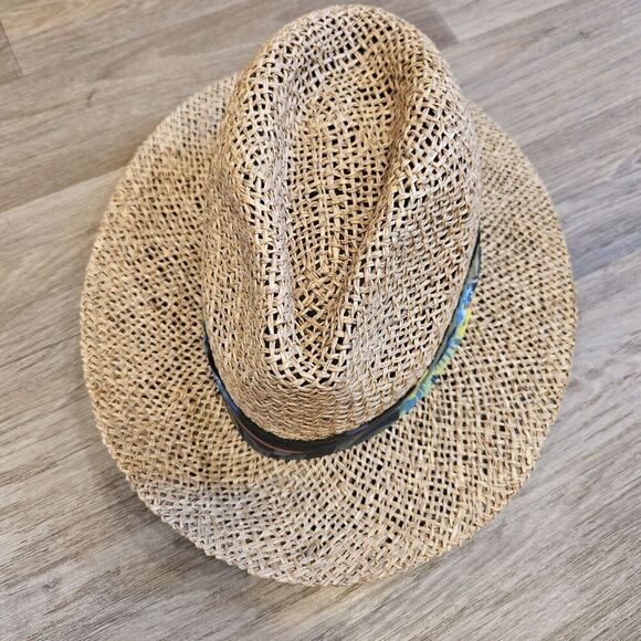 Panama Jack Cowboy Hat Straw OS Western Tropical Parrot Trim - Picture 3 of 12